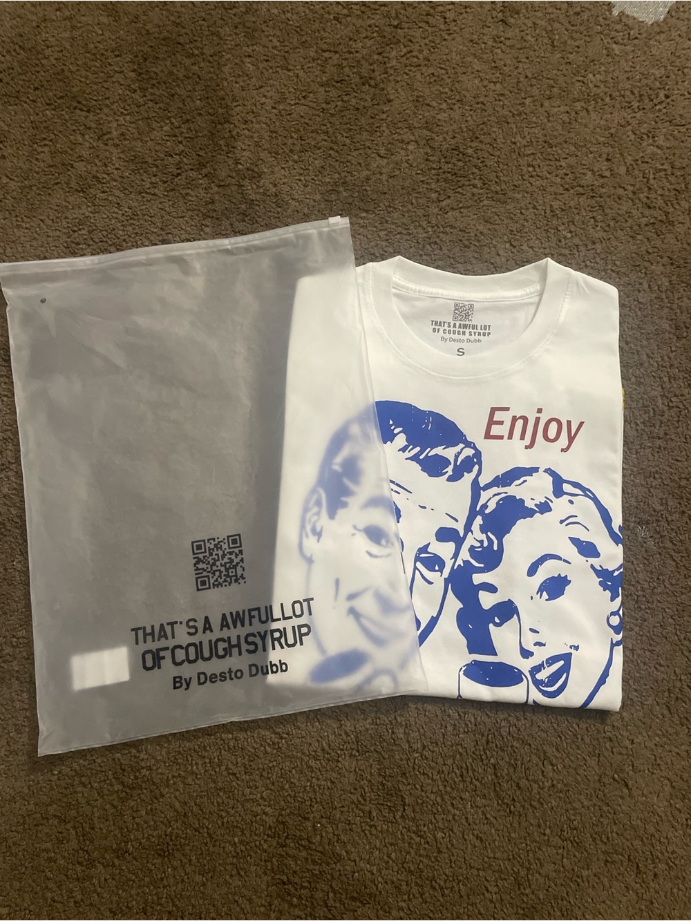 Enjoy Graphic White Short-Sleeve Tee by Desto Dubb